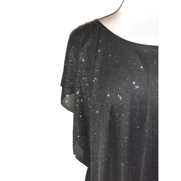 EN FOCUS STUDIO Plus Size 20W Sheath Dress Black Sparkles Stretch Knit - Picture 2 of 4